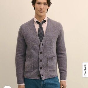 British Heritage England Heathered Grey 100% Shetland Wool Cardigan Sweater